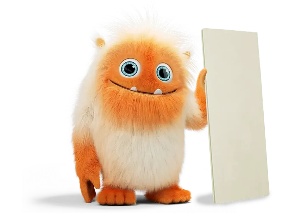 mascotte omeo tenant un plaque d'isolation pour les murs par l'extérieur