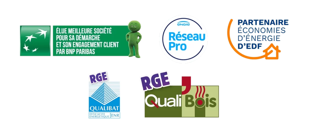 logo des partenaires et certification lié au dépannage de chauffage à granulés