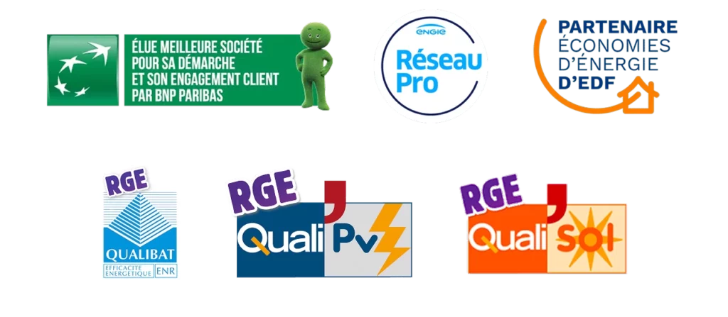 logo des partenaires et certification lié au dépannage de panneaux solaires