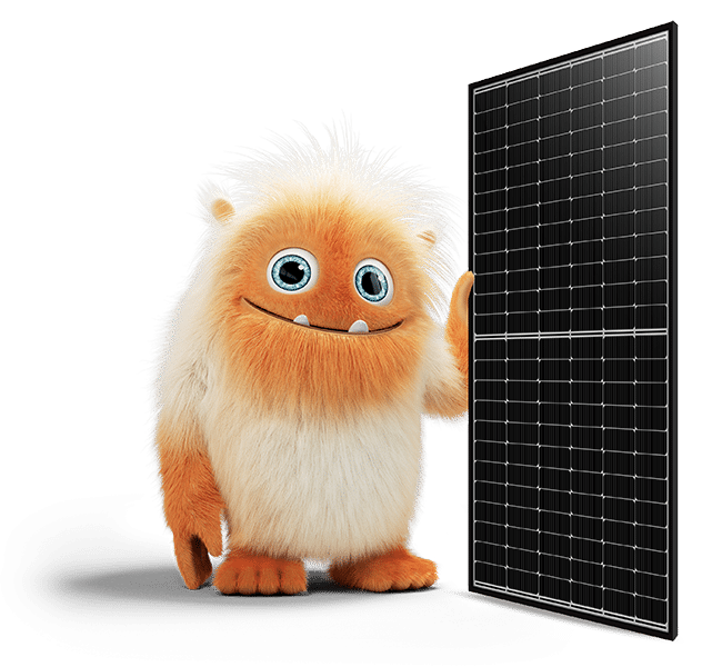 mascotte oméo et son panneau solaire