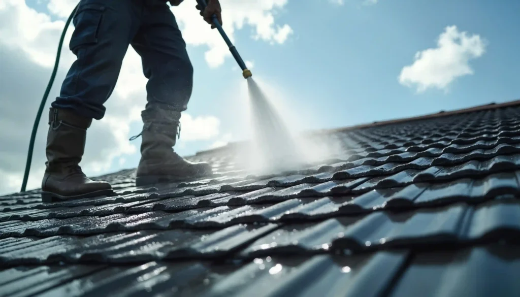 traitement d'une toiture avec de l'hydrofuge